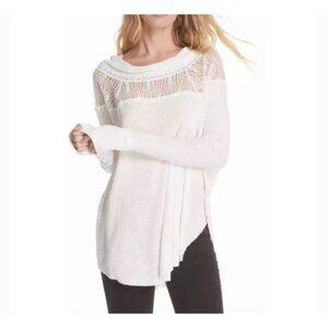 Free People Waffle Knit Lace Detail Long Sleeve Top